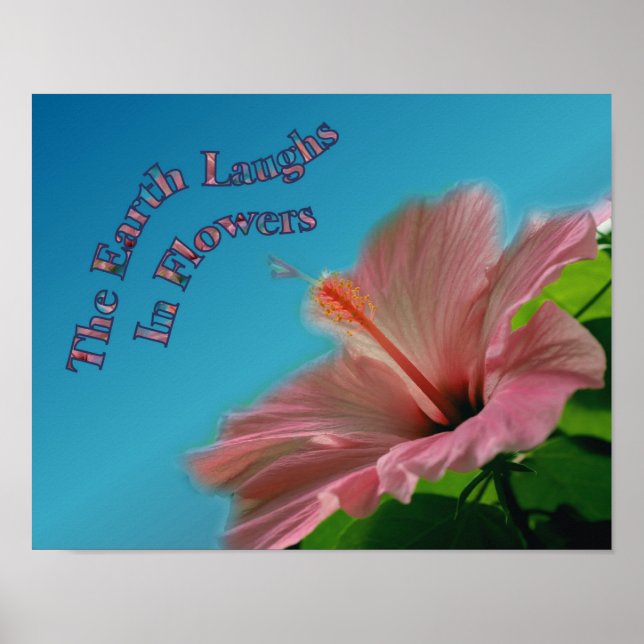 Póster Hibiscus Earth Laughs Cita Inspiradora (Frente)