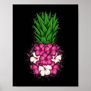 Póster Hibiscus Tropical Hawaii Pineapple Aloha Hawaii