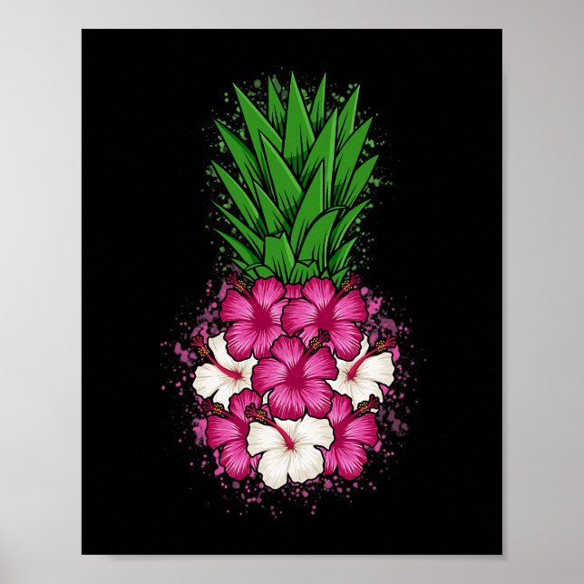 Póster Hibiscus Tropical Hawaii Pineapple Aloha Hawaii (Frente)