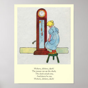 Póster Hickory, Dickory, Dock Mother Goose Nursery Rhyme