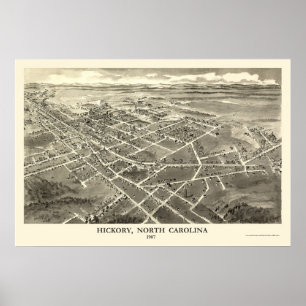 Póster Hickory, NC Panoramic Map - 1907