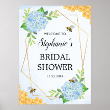 Hidrangea azul geométrica Honey Bee Bridal Shower