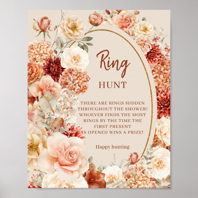Póster Hidrangea de cobre y rosas de otoño Caza de anillo (Frente)