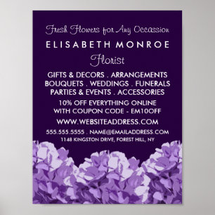 Póster Hidrangea Púrpura, Publicidad de Floristry