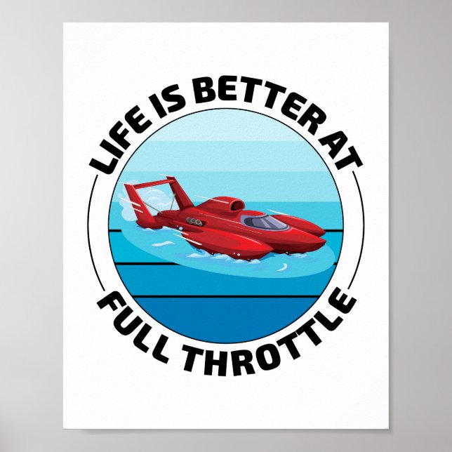 Póster Hidroplano Bote Carreras Speedboat Powerboat Funny (Frente)