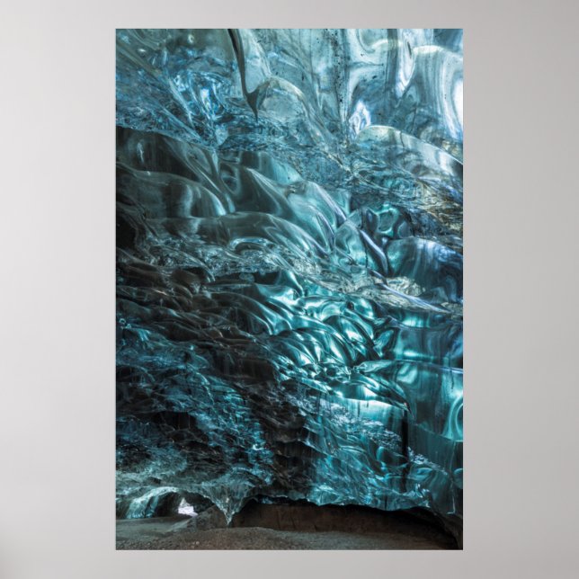 Póster hielo azul de una cueva de hielo, Islandia (Frente)