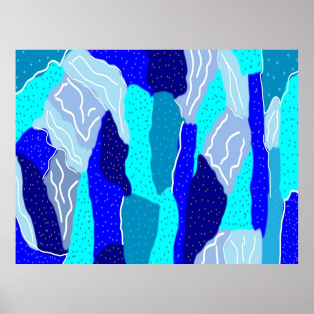 Póster Hielo azul y gris (Frente)