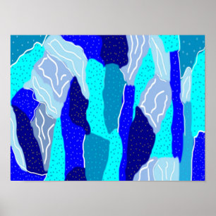 Póster Hielo azul y gris