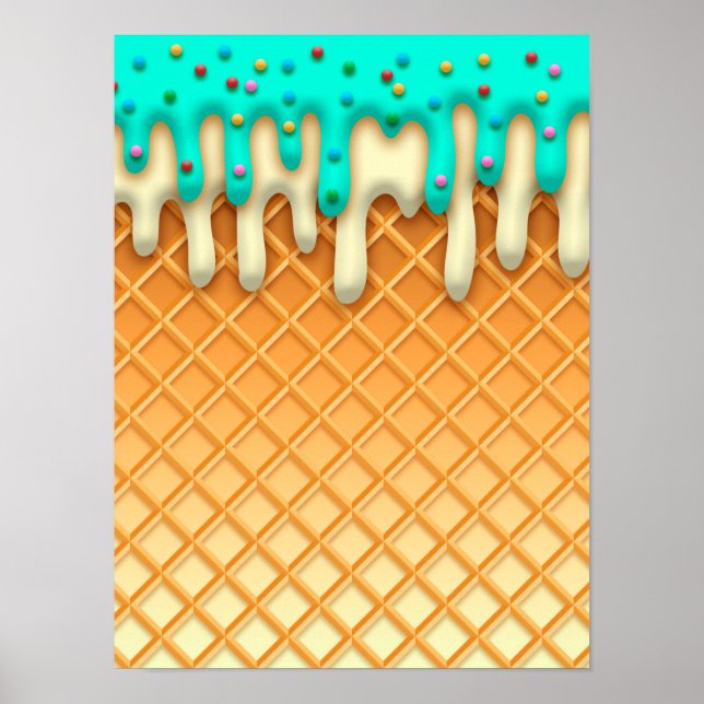 Póster Hielo Crema Drin Lata De Pata De Guiso Con Rocios (Frente)