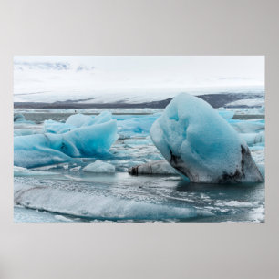 Póster Hielo en laguna glacial Jokulsarlon
