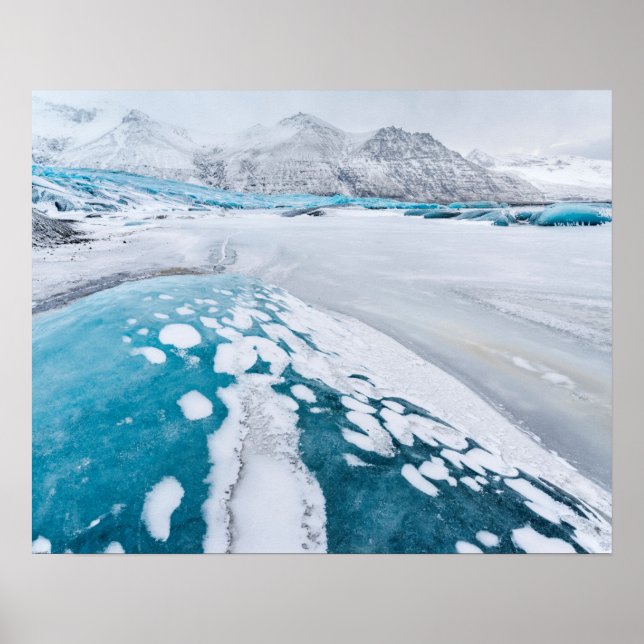 Póster Hielo glaciar congelado, Islandia (Frente)