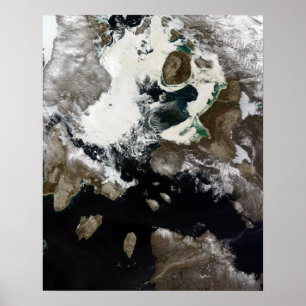 Póster Hielo marino y sedimentos visibles en Nunavut, Can