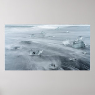 Póster Hielo y agua en una playa, Islandia