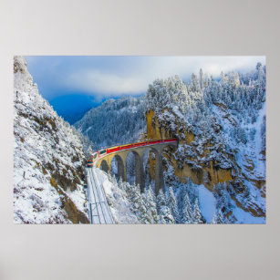Póster Hielo y nieve   Bernina Express, Suiza