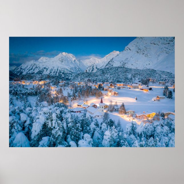 Póster Hielo y nieve | Graubunden, Engadin, Suiza (Frente)