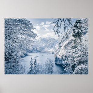 Póster Hielo y nieve Lago Königssee, Alemania