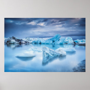 Póster Hielo y nieve Laguna Jokulsarlon, Islandia