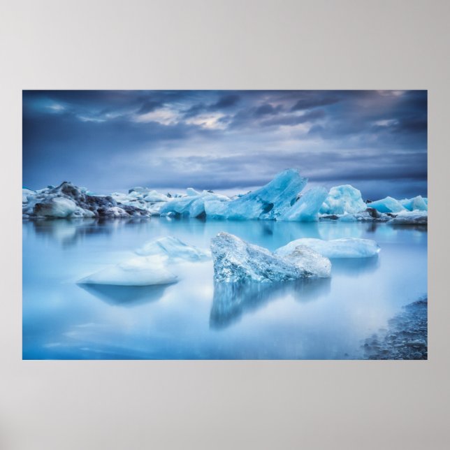 Póster Hielo y nieve | Laguna Jokulsarlon, Islandia (Frente)