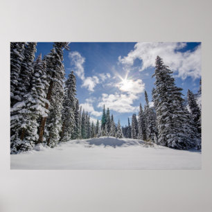 Póster Hielo y nieve Sunrise Winter Snow Alberta, Canad