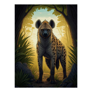 Póster Hiena en un claro del bosque