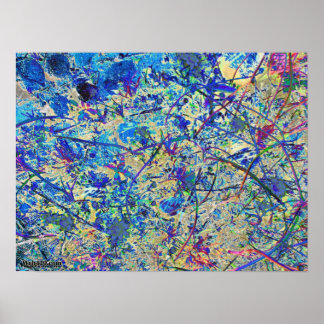 Póster hierba azul y flores