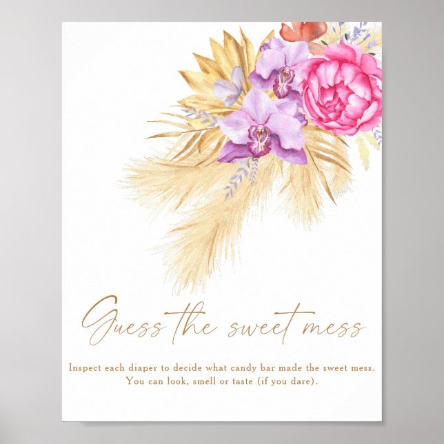 Póster Hierba de pampas boho - adivina el dulce desorden (Frente)