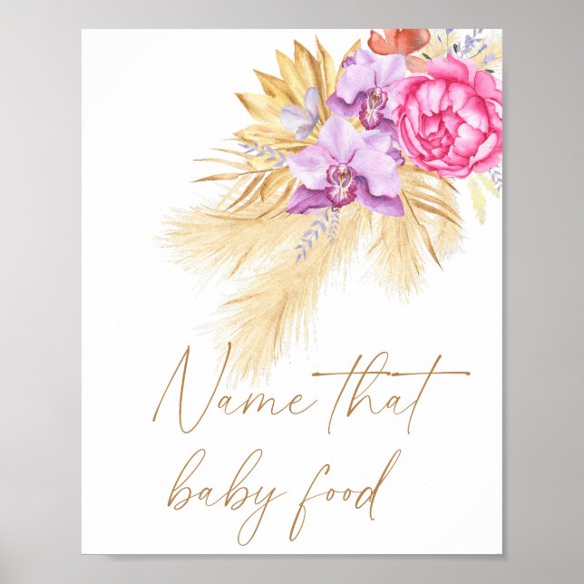 Póster Hierba de pampas boho - nombra esa comida para beb (Frente)
