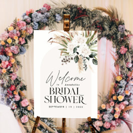 Póster Hierba de pampas para ducha de novia moderna boho