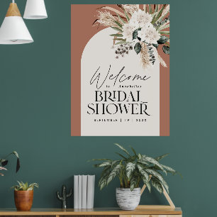 Póster Hierba de pampas para ducha de novia moderna terra