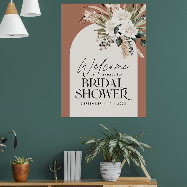Póster Hierba de pampas para ducha de novia moderna terra (Salón 1)