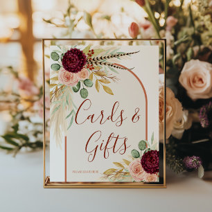 Póster Hierba de Pampas Rústica Boho Tarjeta y Regalo de 