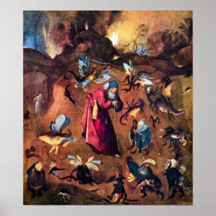 Póster Hieronymus Bosch-Temptation de San Antonio