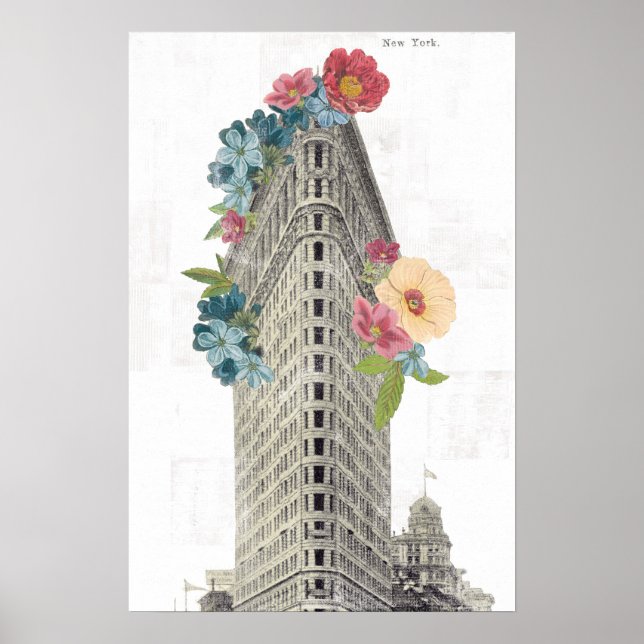 Póster Hierro plano floral | Nueva York, NY (Frente)
