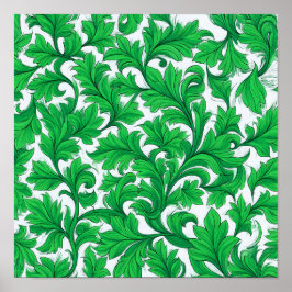 Póster High Contrast Flat Color Pattern: Abstract Ivy