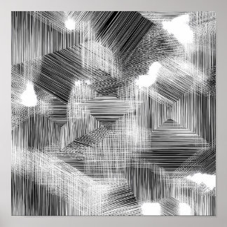 Póster High-Contrast Geometric Depth Decoupage Template