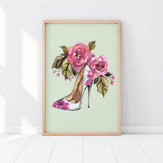 Póster High Heel mit Blüten Poster