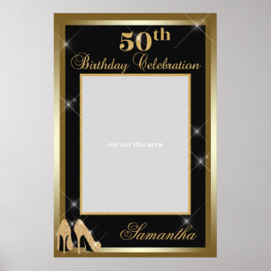 Póster High Heels 50th Birthday Photo Prop Frame Gold