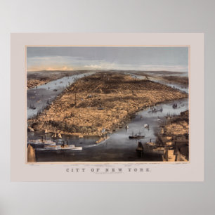 Póster High over New York City in 1856