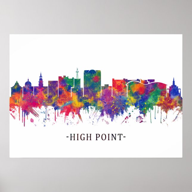 Póster High Point North Carolina Skyline (Frente)