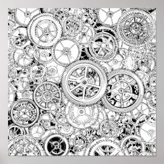 Póster High-Precision Repeating Steampunk Gears Template