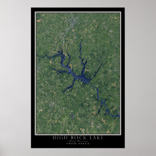 Póster High Rock Lake North Carolina Satellite Poster Map