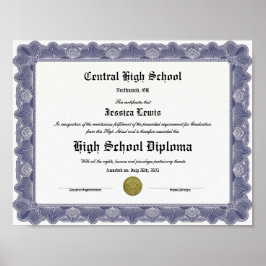 Póster High School Keepsake Graduation Diploma 