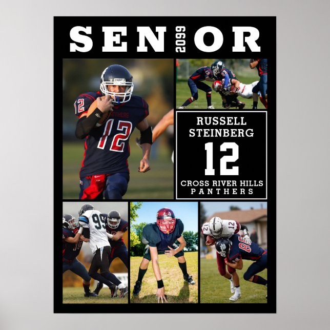 Póster High School Sports Senior 5 Photo Collage (Frente)