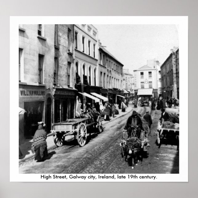 Póster High Street Galway, Irlanda, finales del siglo XIX (Frente)