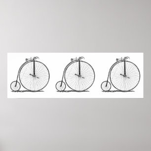 Póster High Wheeler Victorian Penny Farthing Ciclo Biking