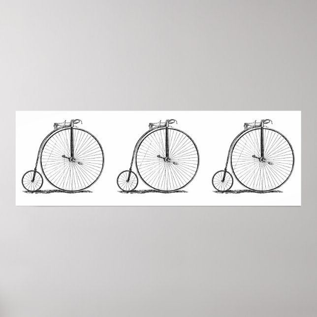 Póster High Wheeler Victorian Penny Farthing Ciclo Biking (Frente)