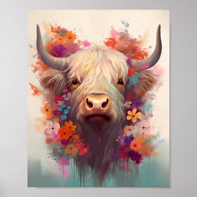 Póster Highland Cow Canvas Wall Art Farmyard Poster (Frente)