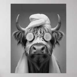 Póster Highland Cow Funny Facial Face Mask Bathroom