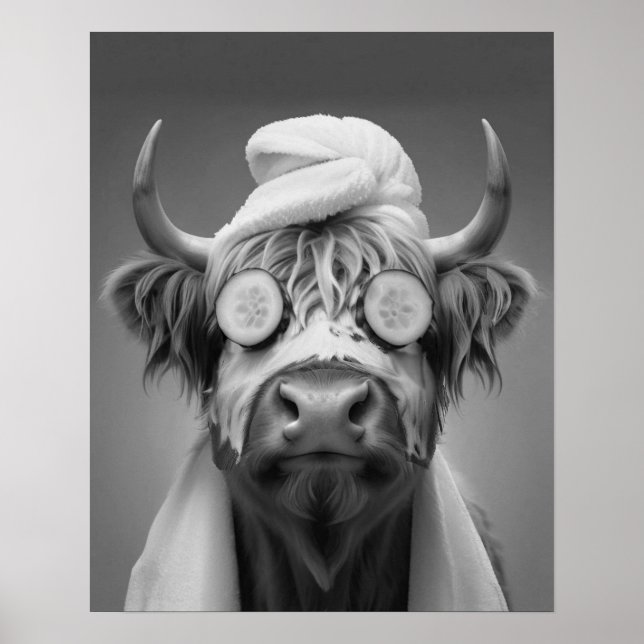 Póster Highland Cow Funny Facial Face Mask Bathroom (Frente)