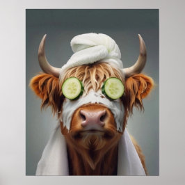 Póster Highland Cow Funny Facial Face Mask Bathroom